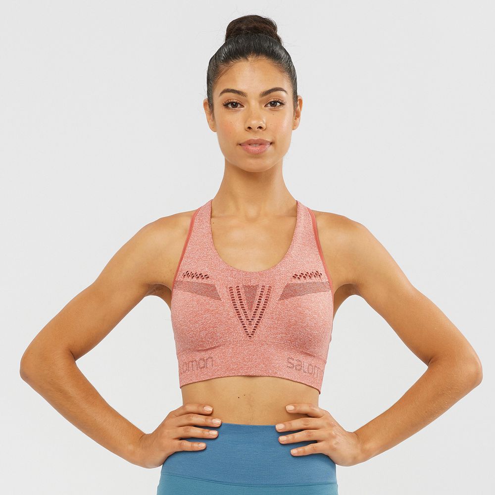 Salomon Singapore Womens Sport Bra - ESSENTIAL MOVE ON SEAMLESS Brick Dust | 21864-YKHW